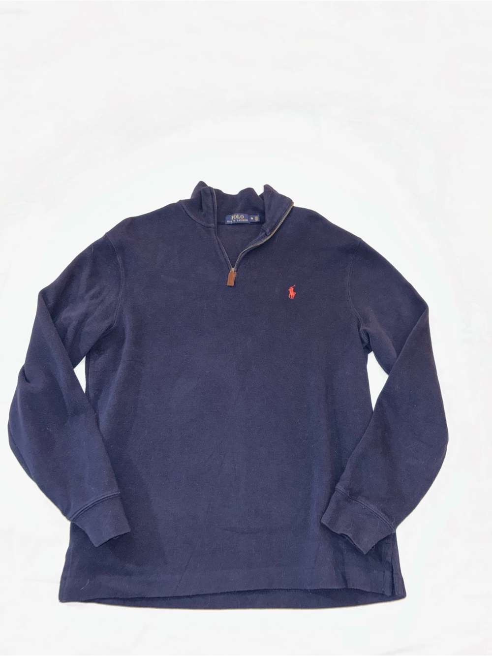 Ralph Lauren Navy Half-Zip Pullover with Red Pony Logo